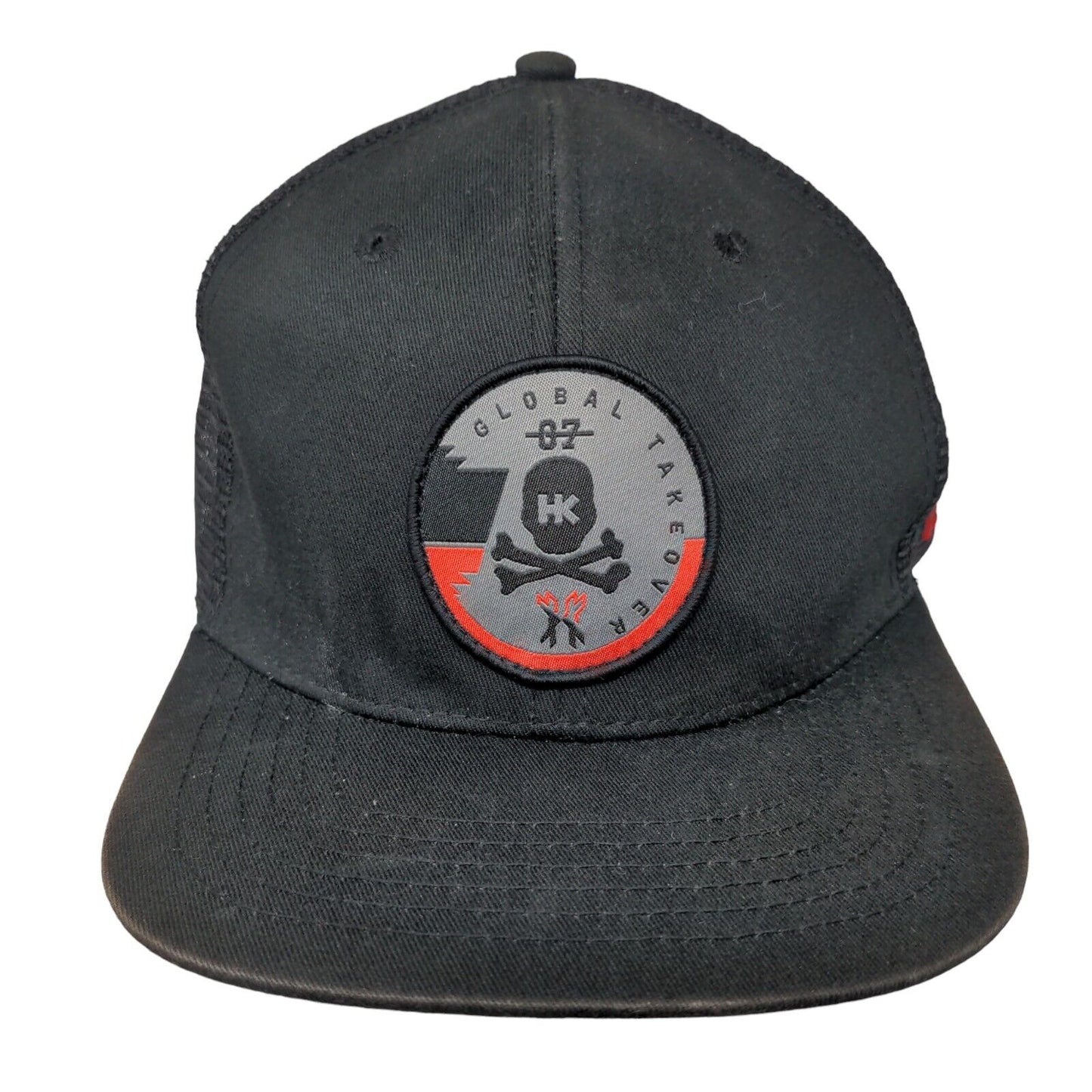 Global Takeover HK Snapback Trucker Hat Black One Size Mesh Adjustable Back