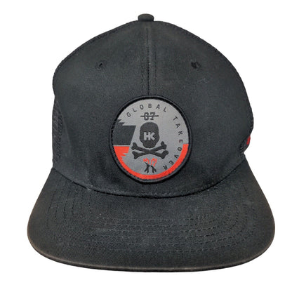 Global Takeover HK Snapback Trucker Hat Black One Size Mesh Adjustable Back