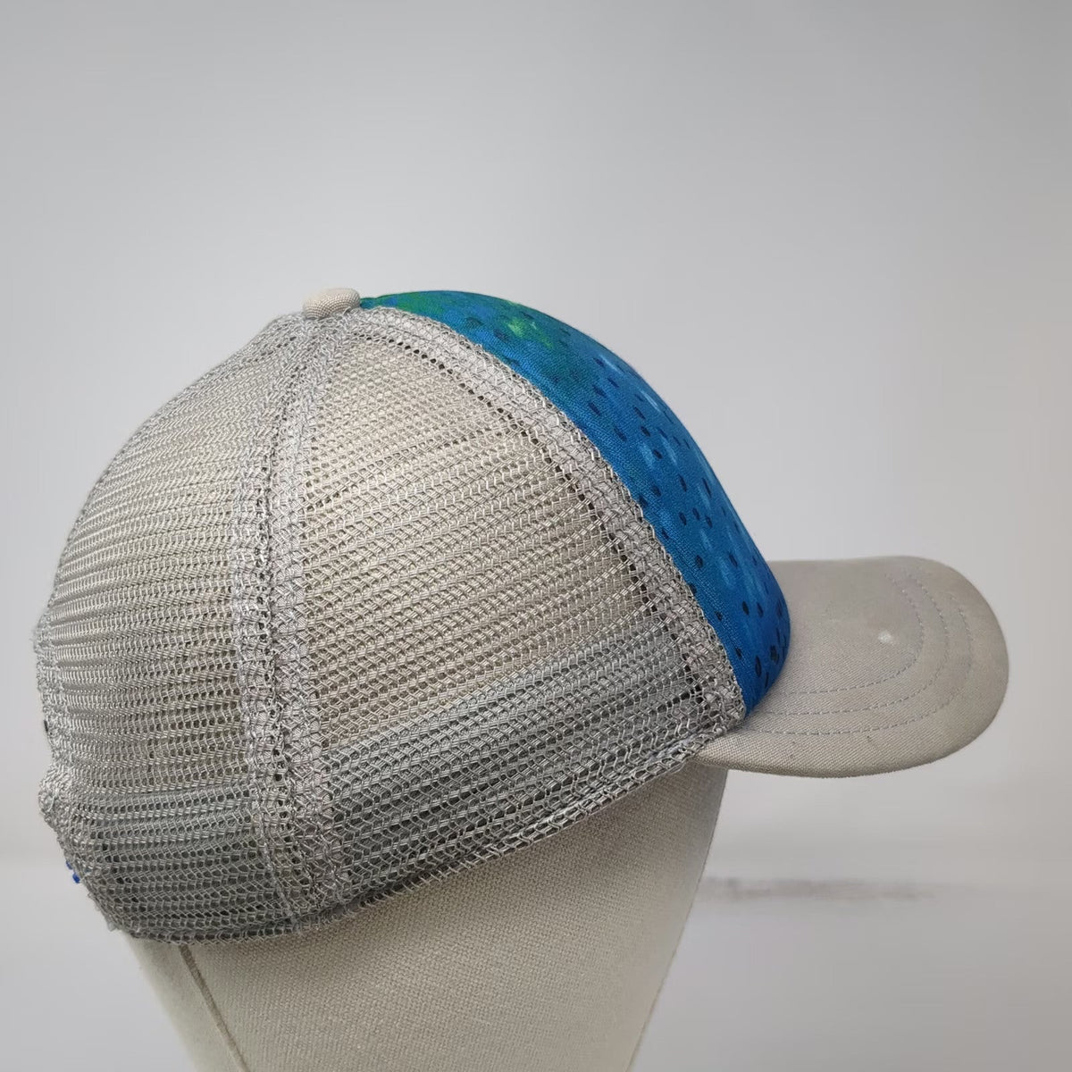 Patagonia Blue Trucker Hat One Size Mesh Snapback Fish Skin Graphic Pattern