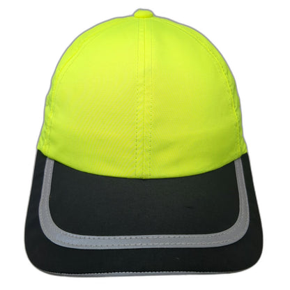 Port Authority Baseball Cap Green Black One Size Reflective Strapback Hat Safety
