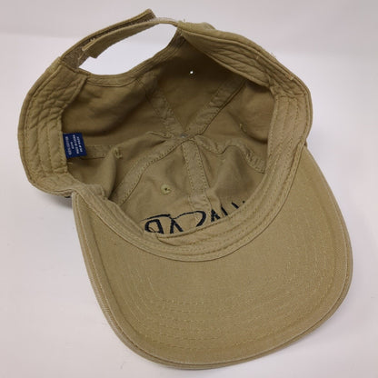 NJASAP SU Strapback Hat Tan One Size Adjustable Embroidered 6 Panel Cotton