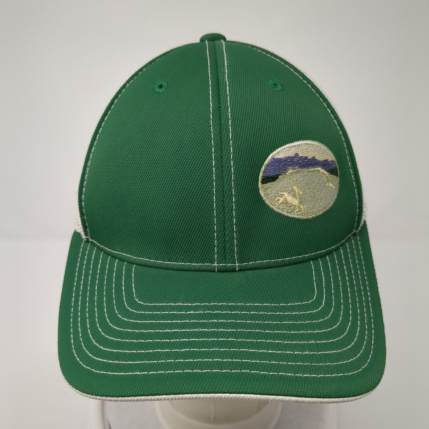 Foothills Fitted Mesh Back Trucker Hat Green 6 7/8-7 3/8 Embroidered