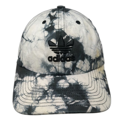 Adidas Baseball Cap White Black One Size Tie Dye Embroidered Trefoil Logo Hat