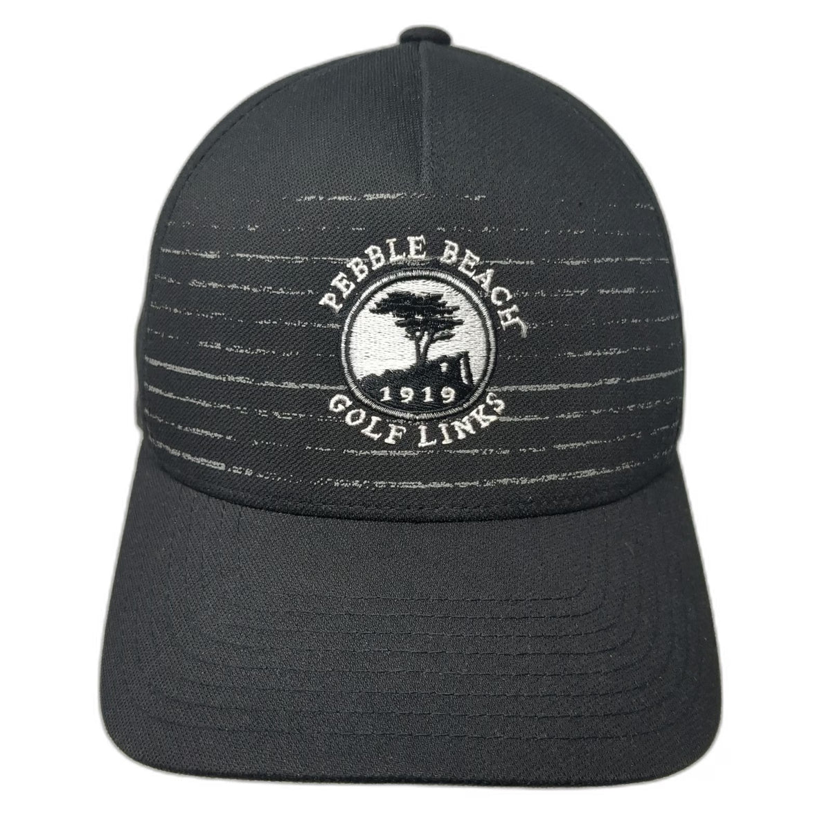 TravisMathew 5 Panel Black One Size Pebble Beach Golf Links Snapback Hat Stripes