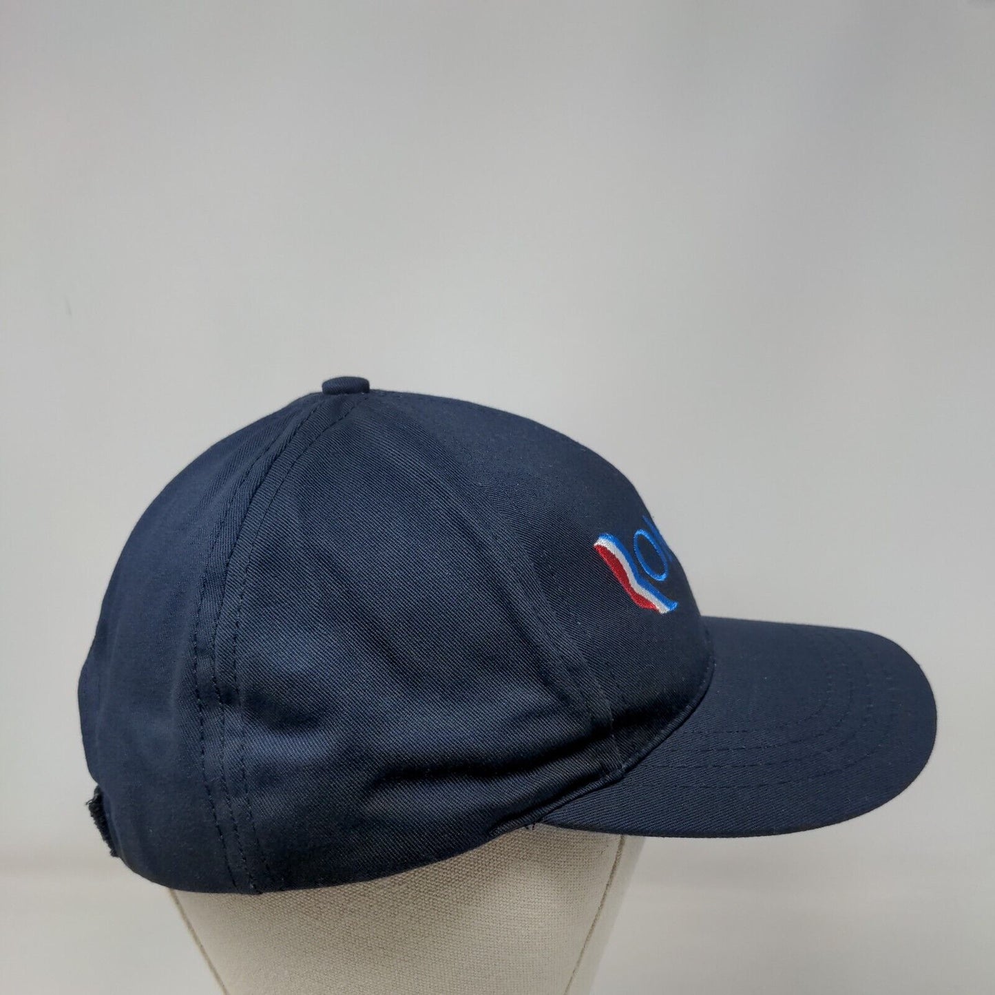 Romney Strapback Hat Blue One Size Adjustable Embroidered Logo 6 Panel