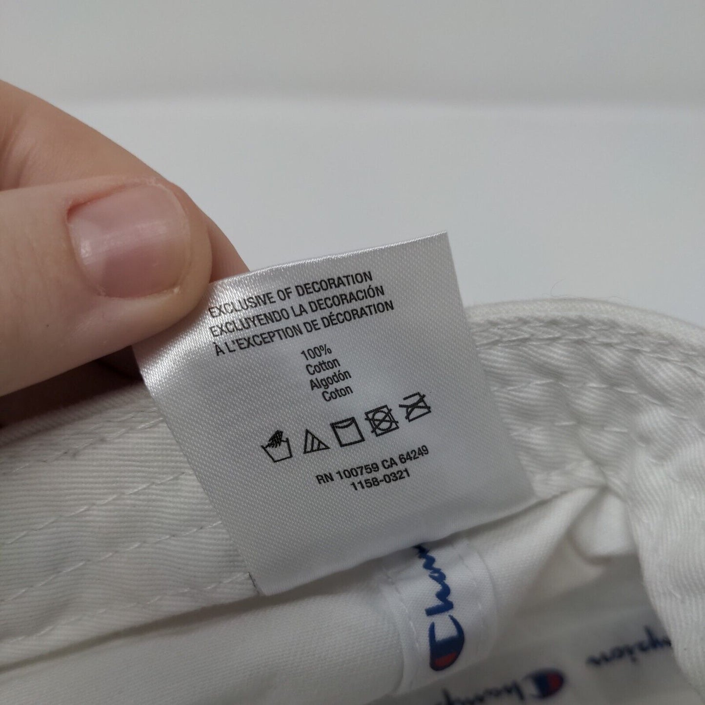 Champion Slideback Hat White OSFA Adjustable Embroidered C Logo
