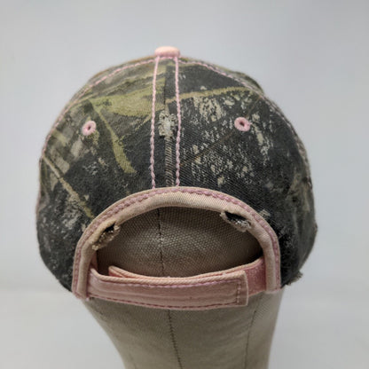 Mossy Oak Women's Strapback Hat Camo Pink Size OSFA Embroidered Logo Distressed