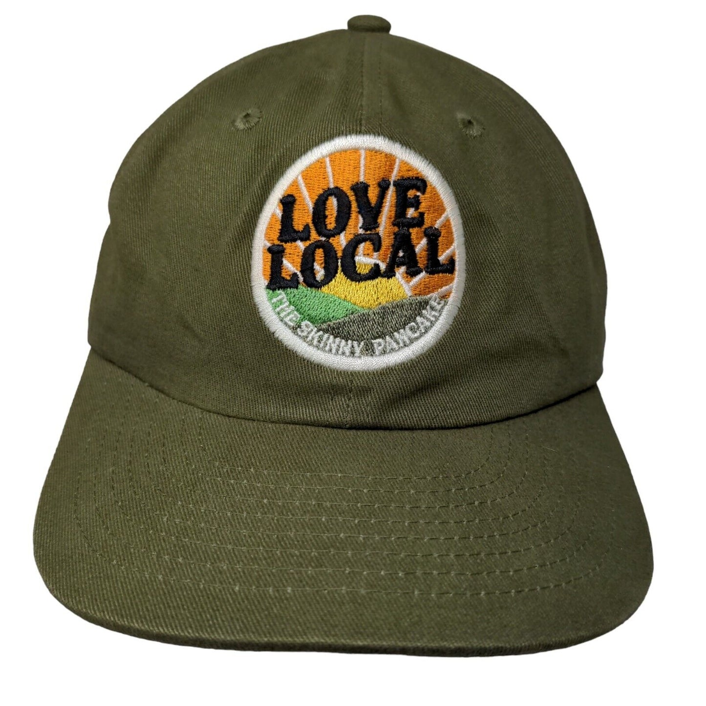 Weld MFG Men's Slideback Hat Green Embroidered Love Local Logo Skinny Pancake