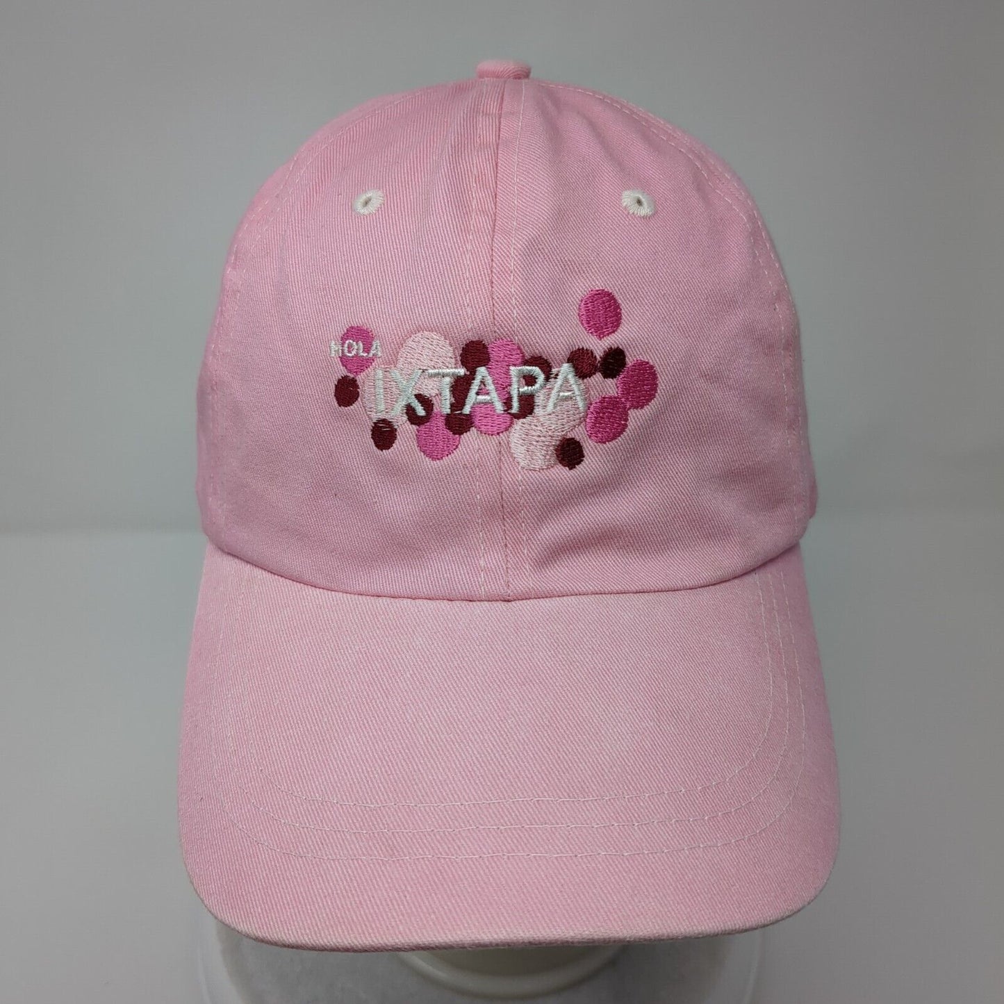 Ixtapa Strapback Hat Pink OSFA Adjustable Embroidered Solid 6 Panel