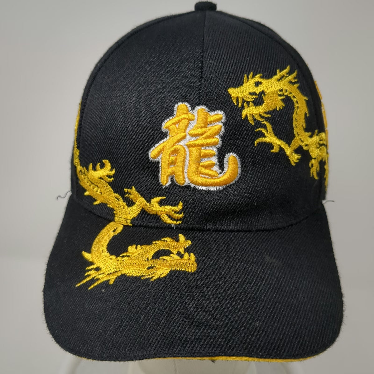 MEGA USA Baseball Cap Black One Size Yellow Dragon Embroidery Side Text Hat
