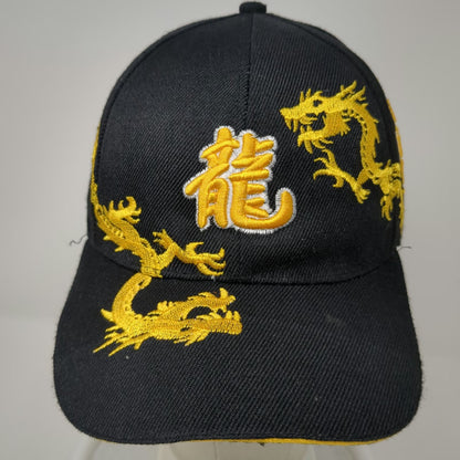MEGA USA Baseball Cap Black One Size Yellow Dragon Embroidery Side Text Hat