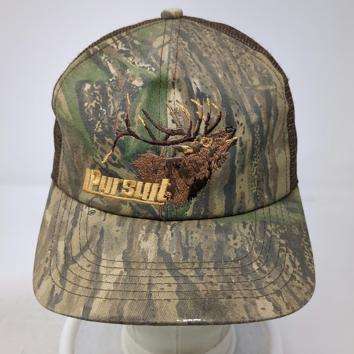 Trucker Hat Brown One Size Camo Elk Pursuit Embroidery Mesh Snapback Hunting