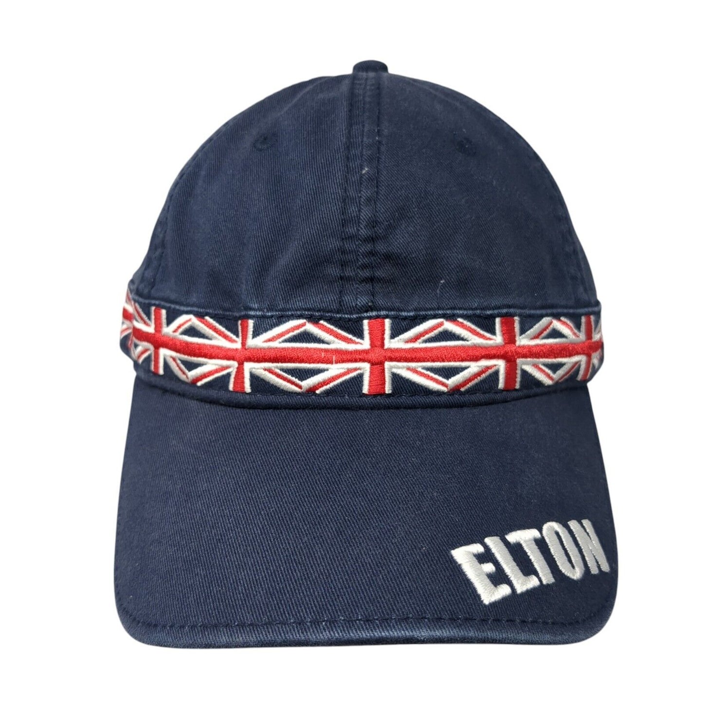Elton John Strapback Hat Blue OSFA Union Jack British Flag Spell Out Cotton