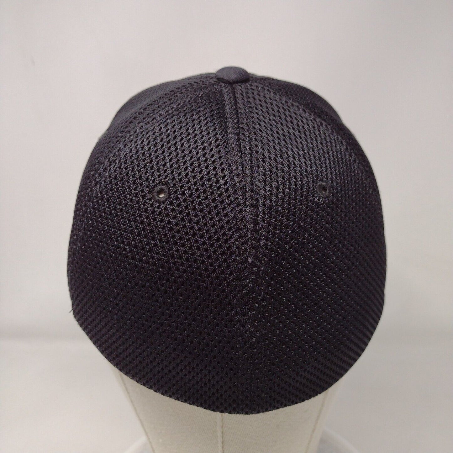 Acco Fitted Trucker Hat Black S/M Flexfit Embroidered Mesh Back 6 Panel Yupoong