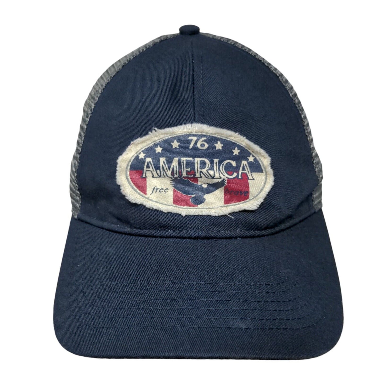 76 America Free Brave Snapback Mesh Back Trucker Hat Blue One Size