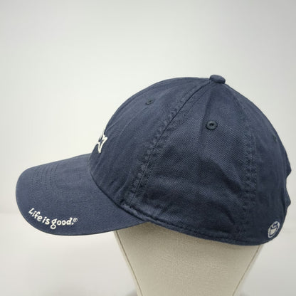 Life is Good Baseball Cap Blue One Size Fish Skeleton Embroidered Strapback Hat