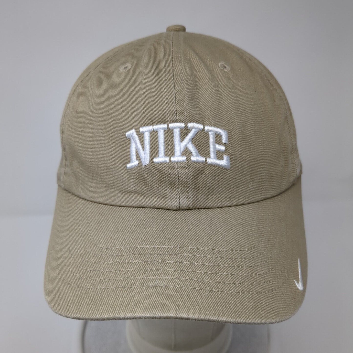 Nike Slideback Hat Tan One Size Adjustable Embroidered Swoosh 6 Panel Cotton