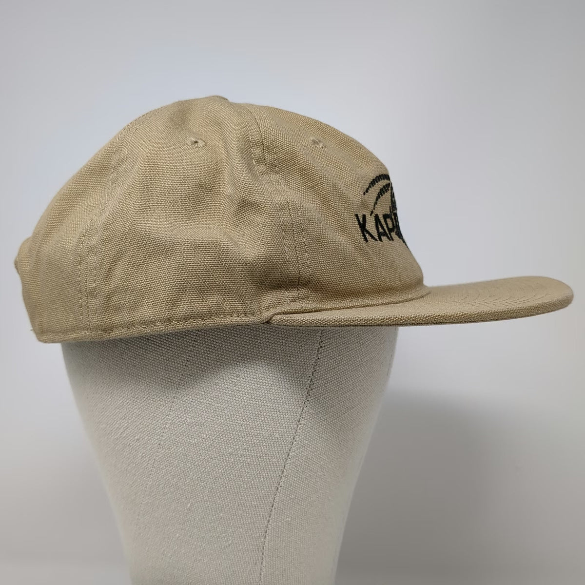 AS Colour 5 Panel Beige One Size Snapback Canvas Embroidered Logo Flat Brim Hat