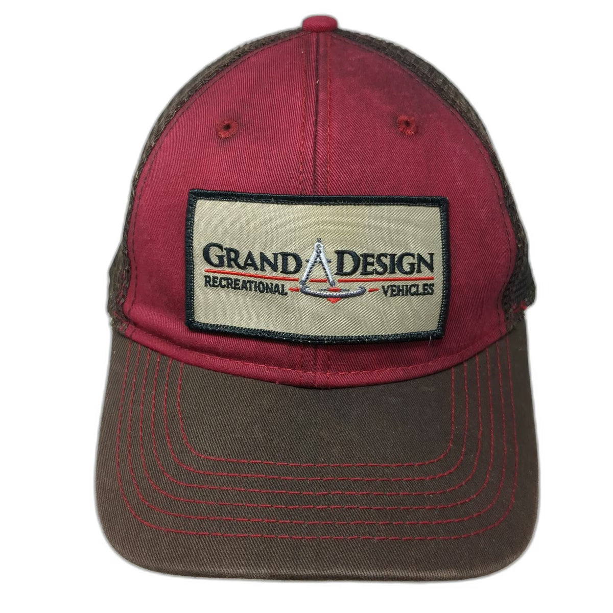 Paramount Reserve Trucker Hat Red Brown One Size Grand Design RV Mesh Back Patch