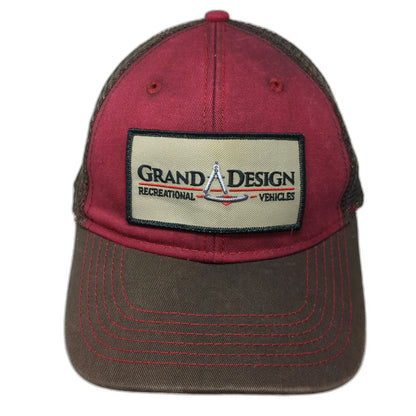 Paramount Reserve Trucker Hat Red Brown One Size Grand Design RV Mesh Back Patch