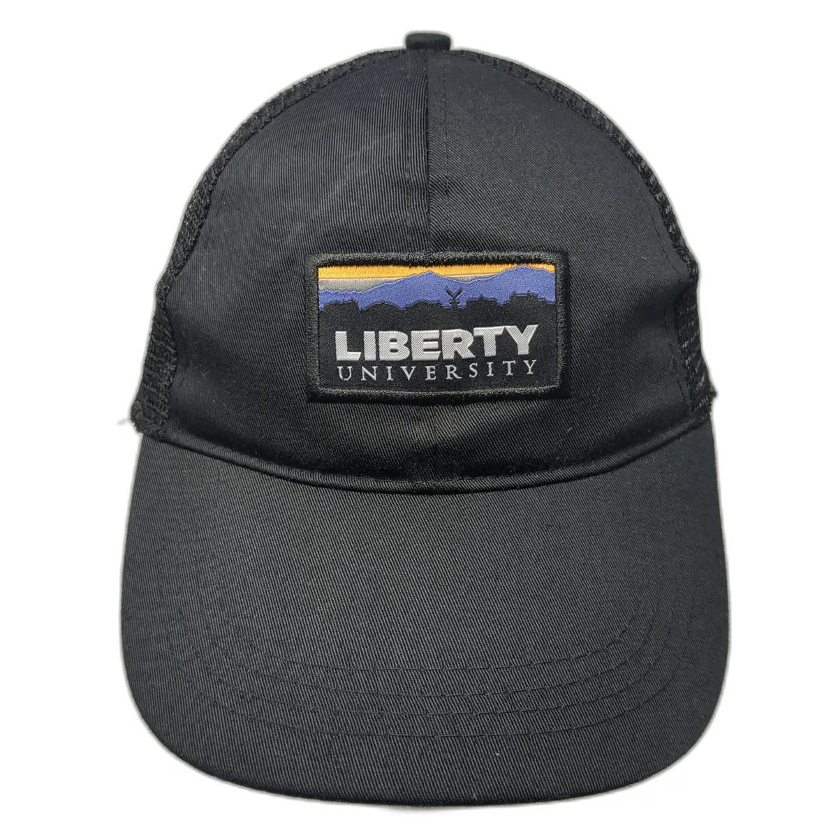 Liberty University Trucker Hat Black One Size Mesh Back Snapback Mountain Patch
