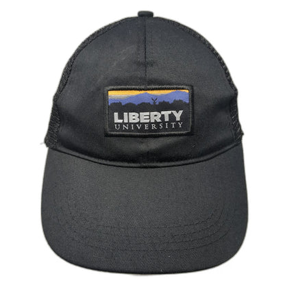 Liberty University Trucker Hat Black One Size Mesh Back Snapback Mountain Patch