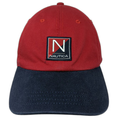 Nautica Baseball Cap Red Blue One Size Embroidered Slideback Cotton Patch Hat