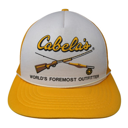 Cabela's World's Foremost Outfitter Trucker Hat Yellow OS Adjustable Mesh Back