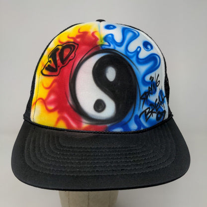 Cameo Men's Snapback Mesh Back Hat Black OSFA Graphic Spring Break Ying Yang