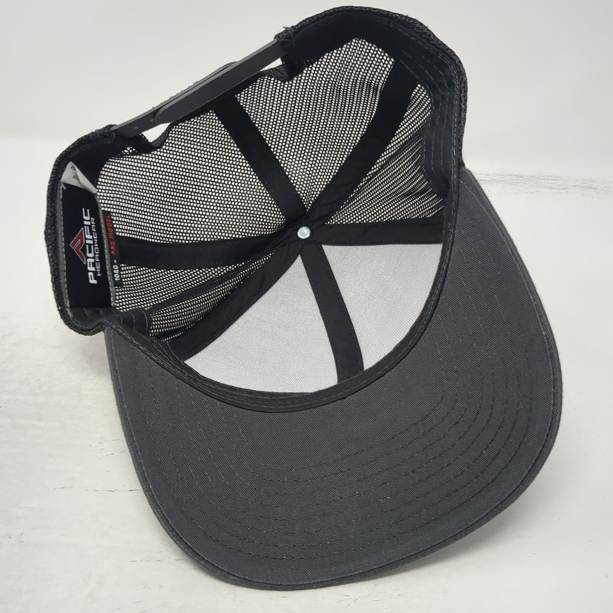 Pacific Headwear Trucker Hat Gray One Size Snapback Lasher Enterprises Logo Mesh