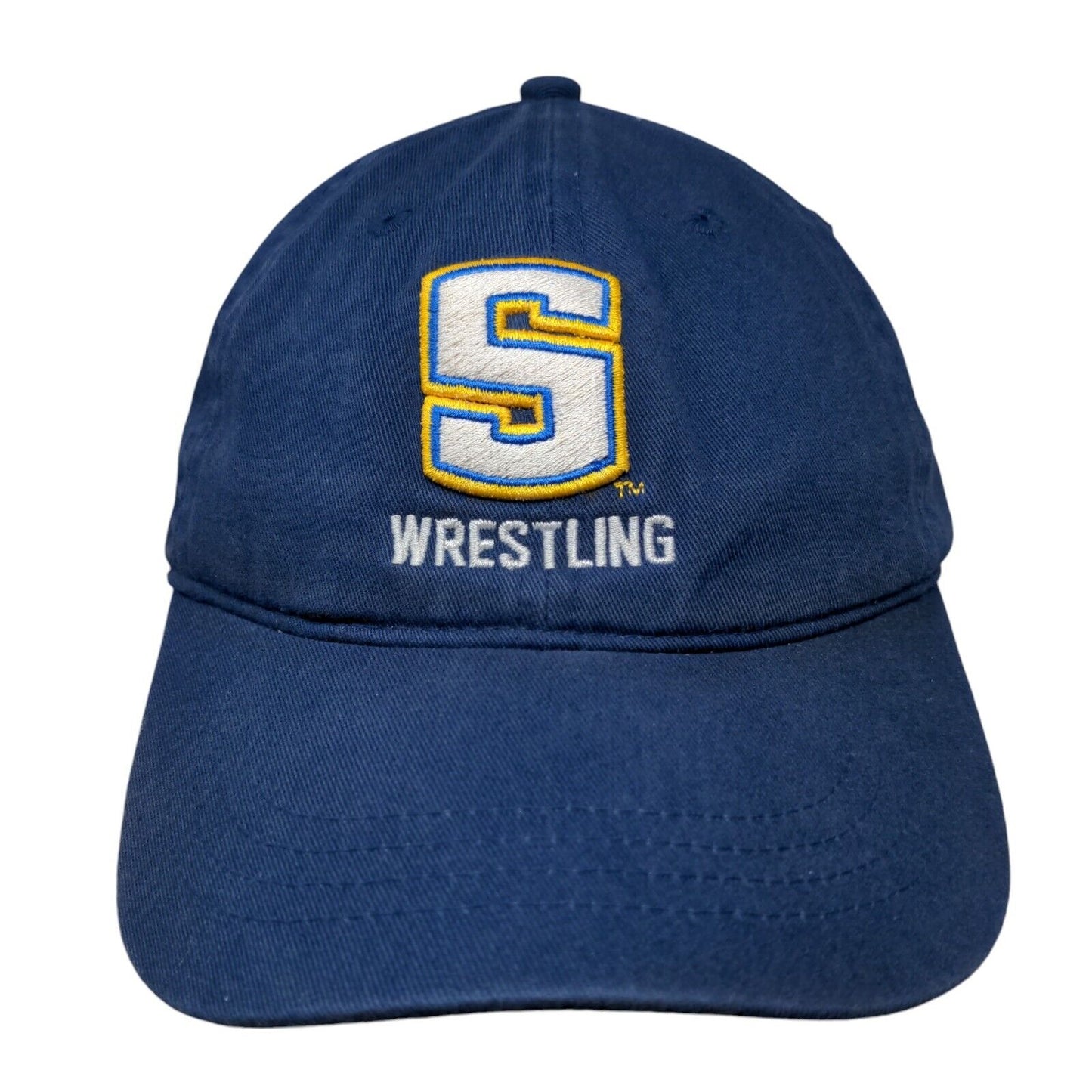 S Wrestling Slideback Hat Blue OSFM Embroidered 6 Panel Outdoor Cap