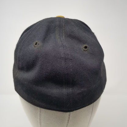 New Era Baseball Cap Black Gold 7 7/8 Wool Fitted Hat 5950 Pro Model USA Made