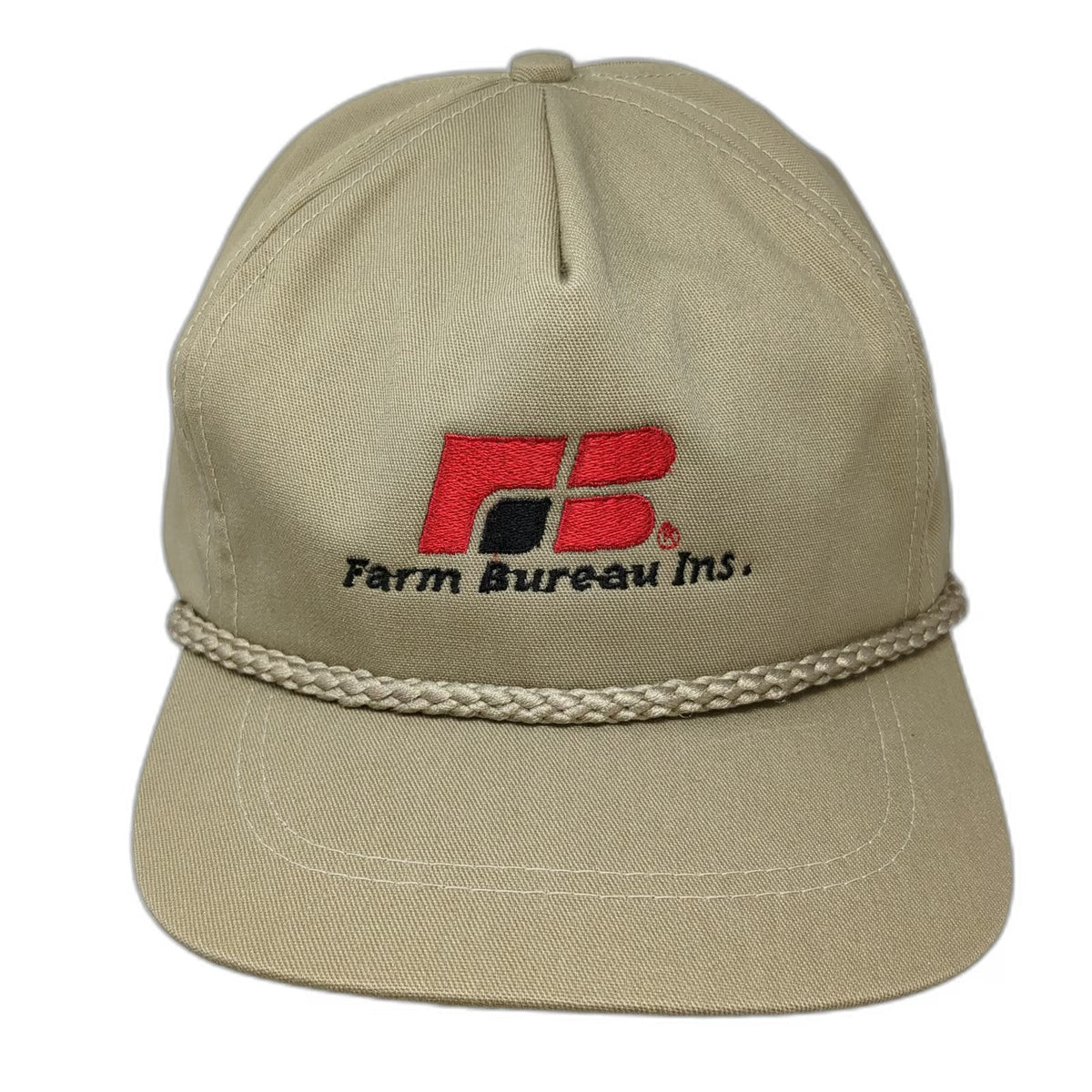 Imperial 5 Panel Beige Hat One Size Farm Bureau Insurance Rope Slideback