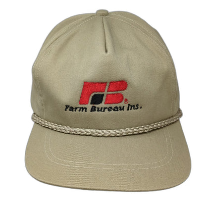 Imperial 5 Panel Beige Hat One Size Farm Bureau Insurance Rope Slideback