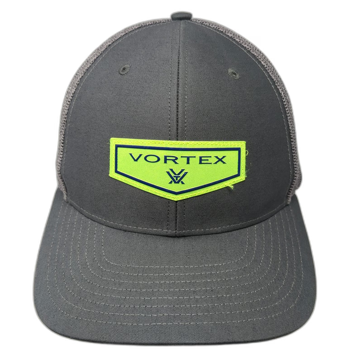 Vortex Trucker Hat Gray One Size Mesh Snapback Yellow Patch Logo Optics Hunting