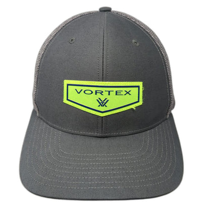 Vortex Trucker Hat Gray One Size Mesh Snapback Yellow Patch Logo Optics Hunting