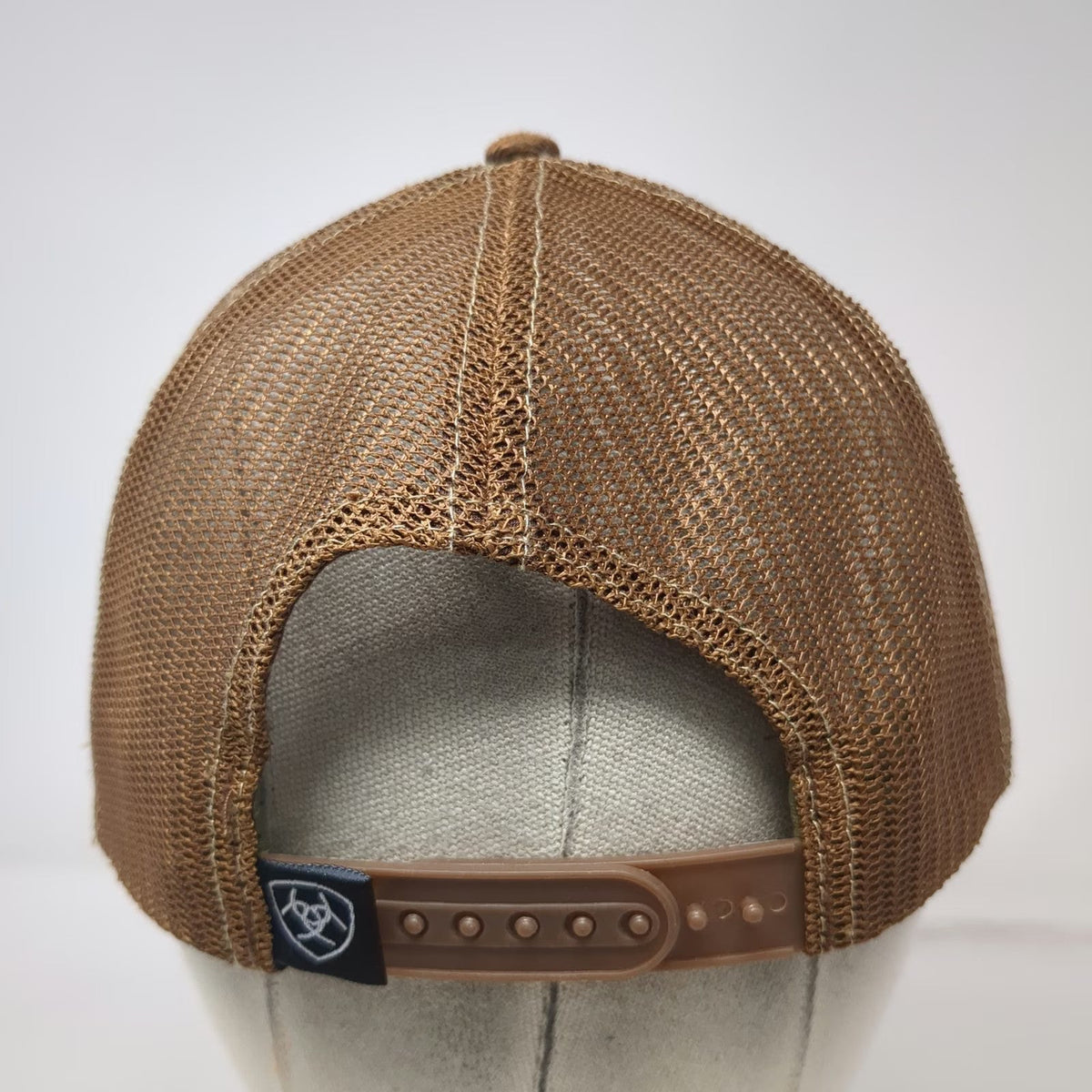 Ariat Trucker Hat Brown One Size Mesh Back Snapback Western Brim Stitching Patch