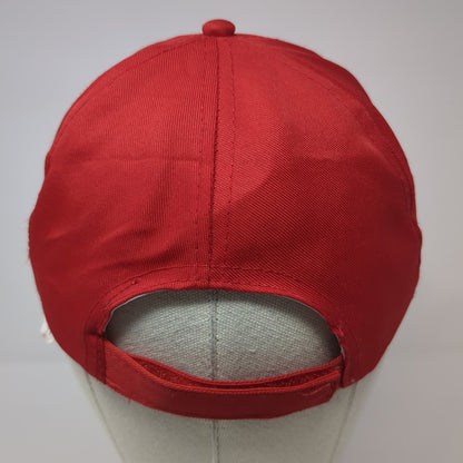 Unbranded Strapback Hat Red One Size Solid Adjustable Blank 6 Panel