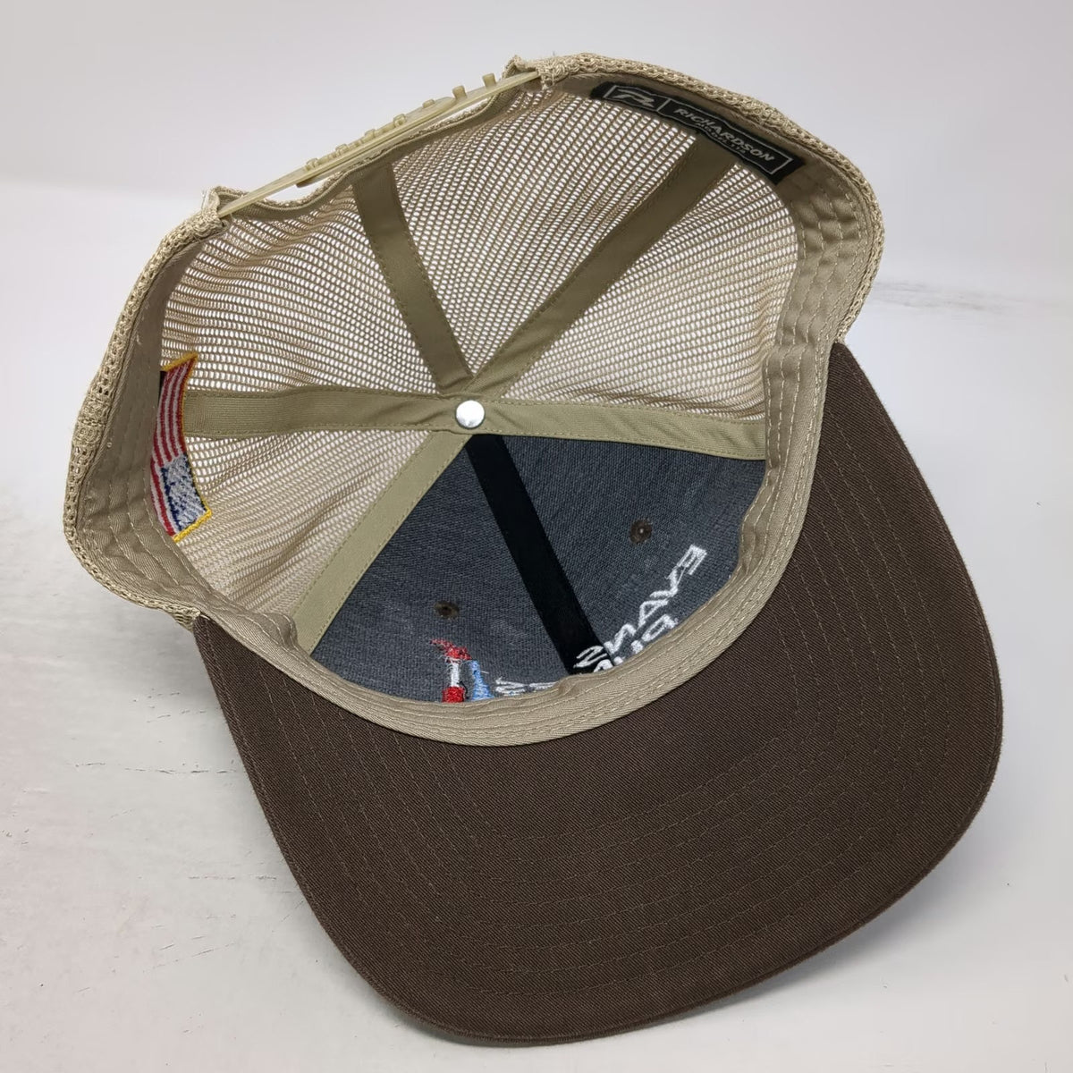 Richardson Brown One Size Trucker Hat Evans Pumps LLC American Flag Snapback