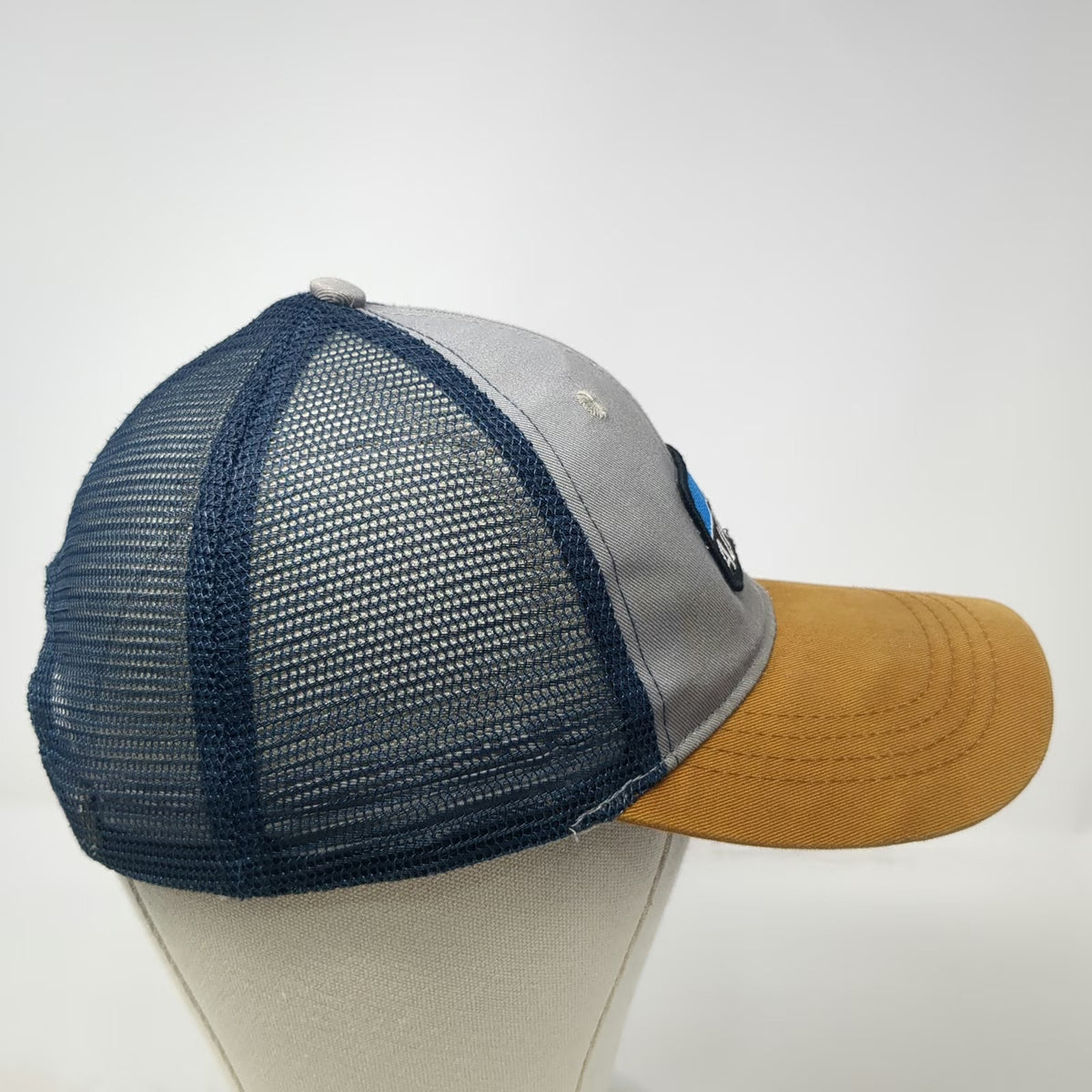 Ace USA Trucker Hat Gray Blue Gold One Size Alaska Mountain Patch Snapback