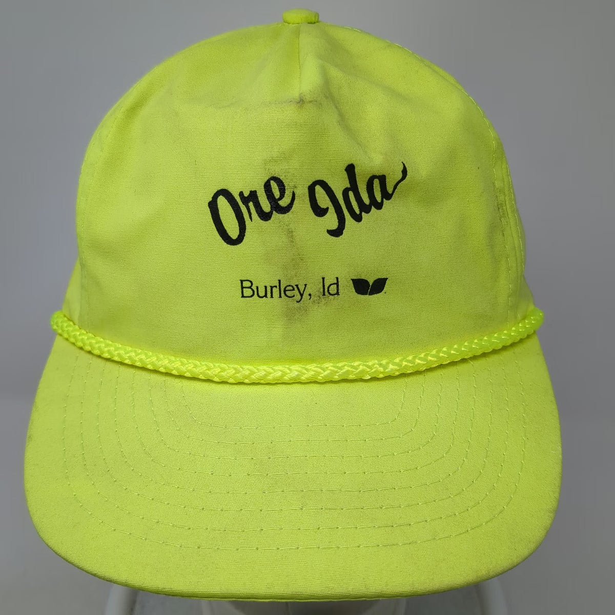 Nissin 5 Panel Green Hat One Size Ore Ida Burley Idaho Rope High Vis Strapback