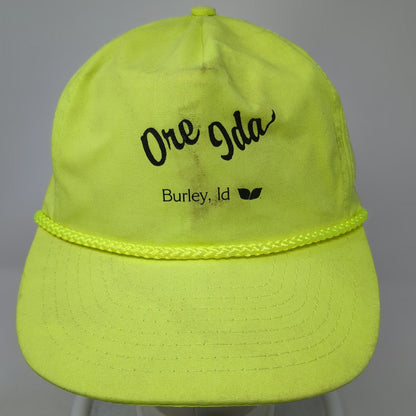 Nissin 5 Panel Green Hat One Size Ore Ida Burley Idaho Rope High Vis Strapback