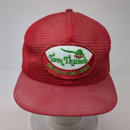 Tom Thumb American Fine Foods Trucker Hat Red One Size Adjustable Mesh Back