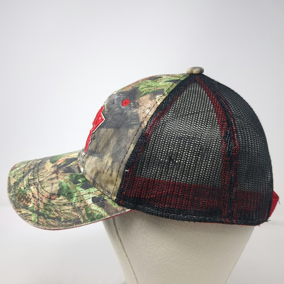 Ugly Stik Baseball Cap Green One Size Camo Mesh Back Red Logo Fishing Gear Hat
