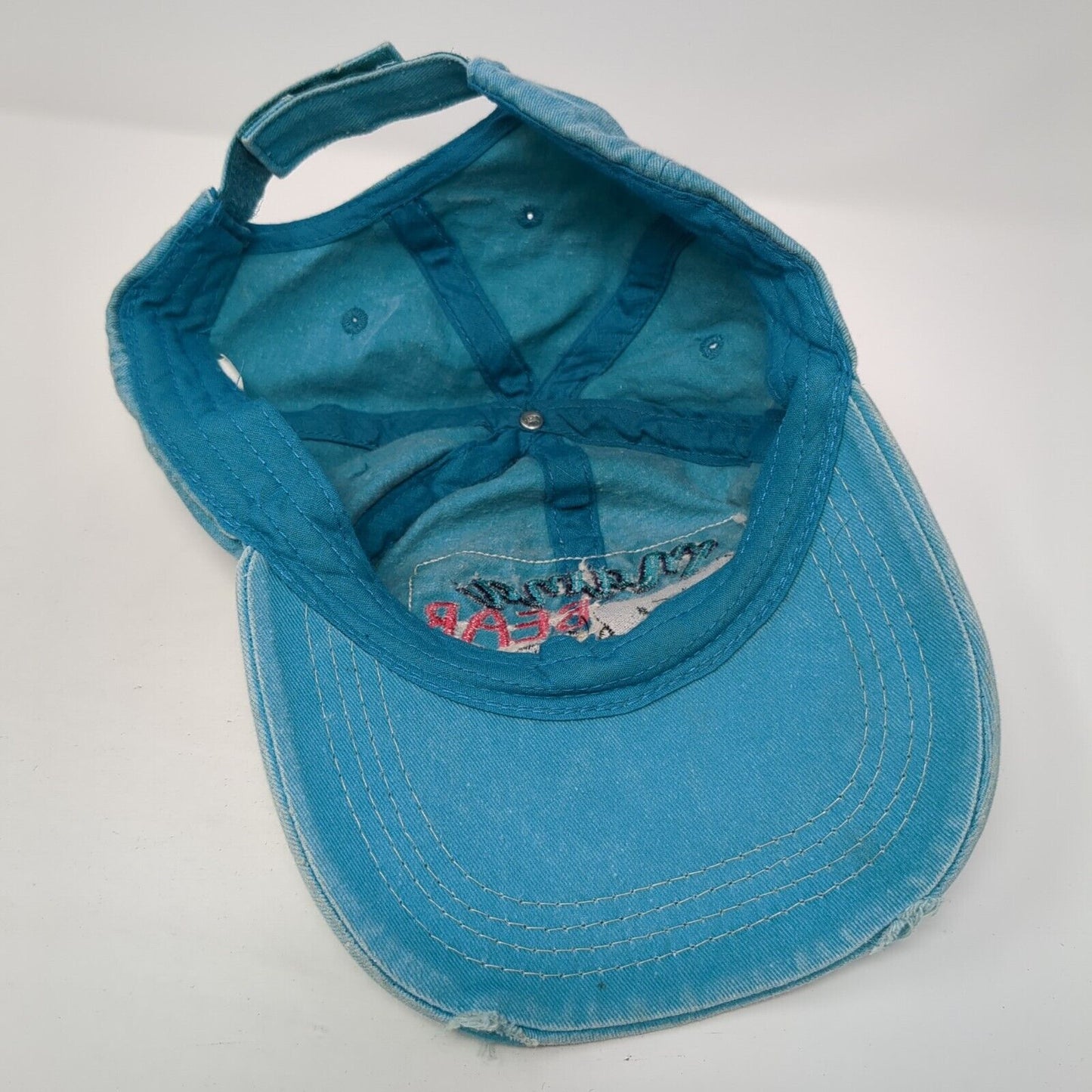Mama Bear Strapback Hat Blue One Size Adjustable Embroidered Distressed