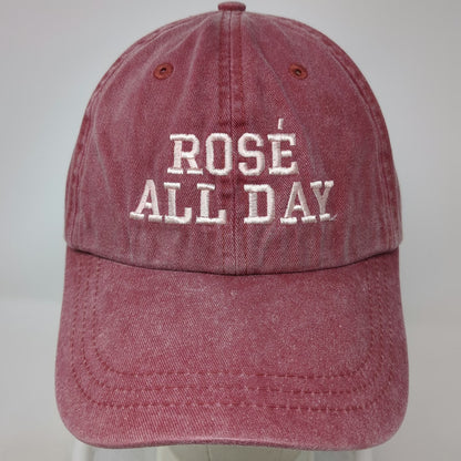 HC Baseball Cap Red White One Size Rose All Day Embroidered Strap Cotton Hat