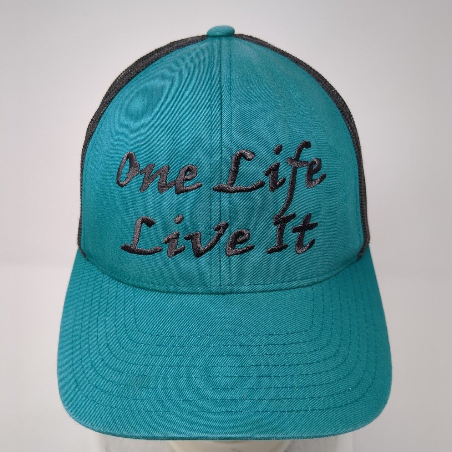 One Life Live It Snapback Trucker Hat Green One Size Mesh Back 6 Panel