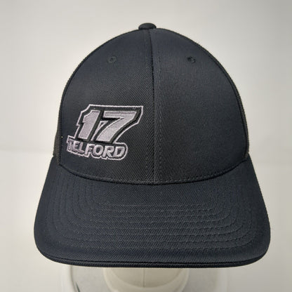 17 Telford Fitted Mesh Back Trucker Hat Black 6 7/8-7 3/8 Embroidered