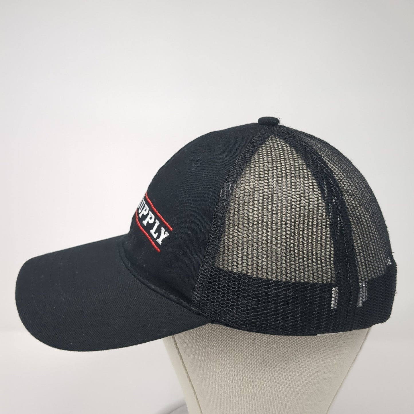 D&B Supply Snapback Trucker Hat Black One Size Adjustable Mesh Back Stich It