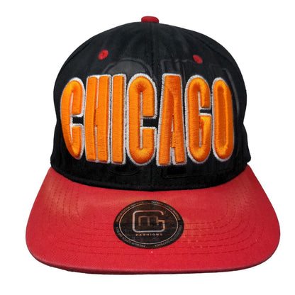 Chicago Snapback Hat Red Black Embroidered Logo Adjustable 100% Cotton